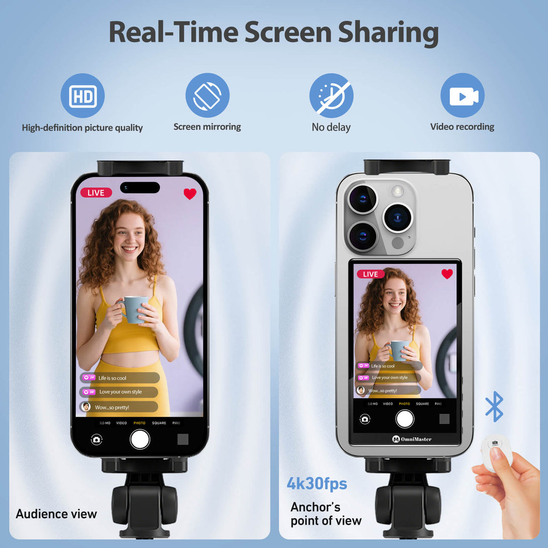  alt="magnetic phone selfie monitor for content creators"